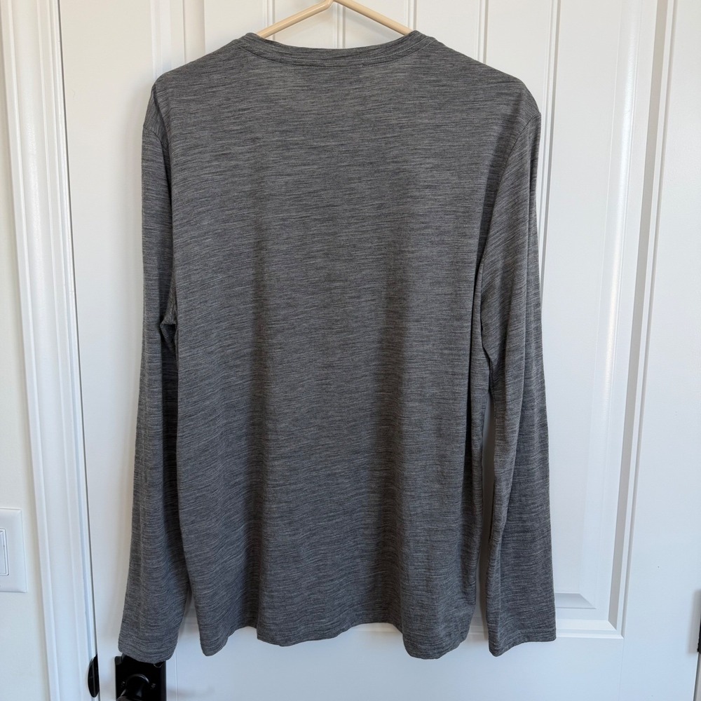 Quince Merino Wool Long Sleeve Base Layer Tee Gray Women's Large basic staple - Picture 3 of 5
